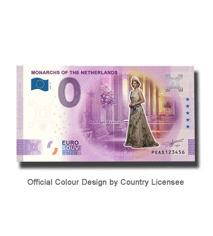 0 Euro Souvenir Banknote Monarch Koningin Maxima Colour Netherlands PEAS 2020-10